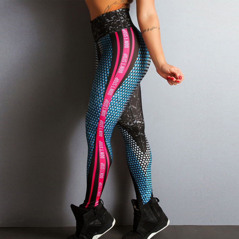 Black Sci-fi Print High Waist Sports Fitness Yoga Pants