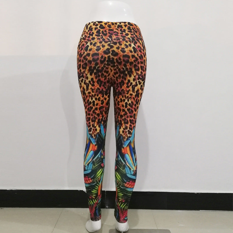 Sunflower Leopard Print Printed High Waist Sports Fitness Yoga Pants