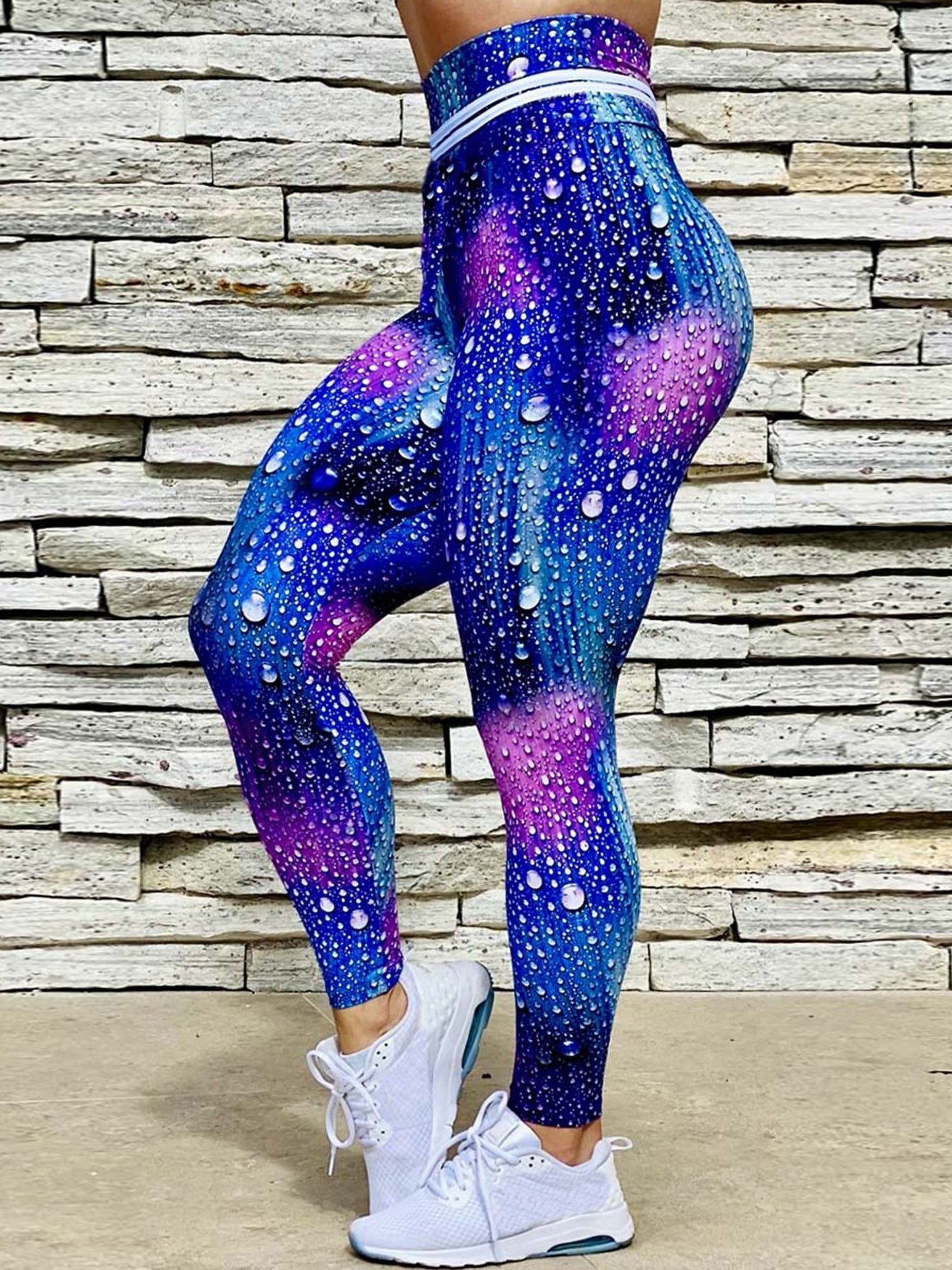 Raindrop Print High Waist Sports Fitness Yoga Pants