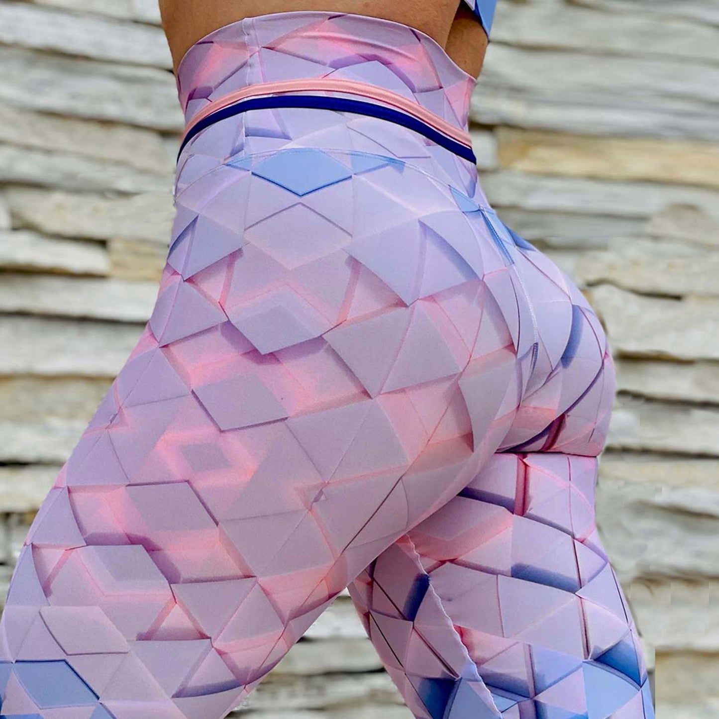 Three-dimensional Triangle Printed High-waist Sports Fitness Yoga Pants