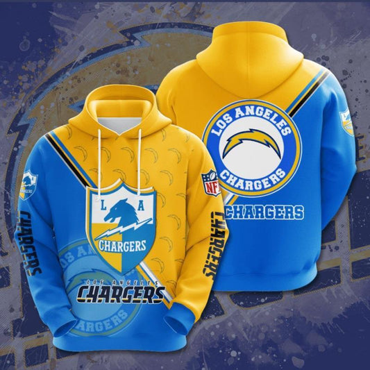 Los Angeles Chargers 3D Digital Printing Loose Hooded Sweatshirt