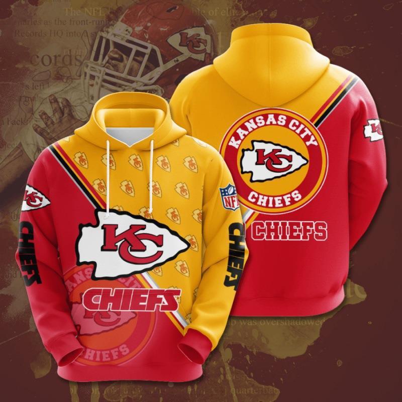 Kansas City Chiefs 3D Digital Printing Loose Hooded Sweatshirt