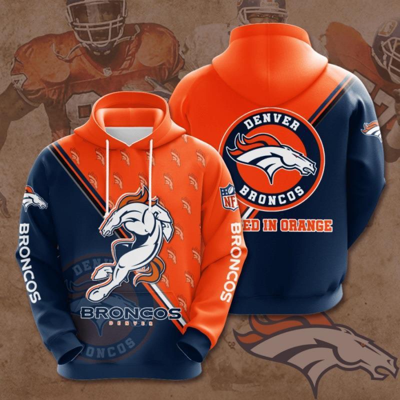 Denver Broncos 3D Digital Printing Loose Hooded Sweatshirt