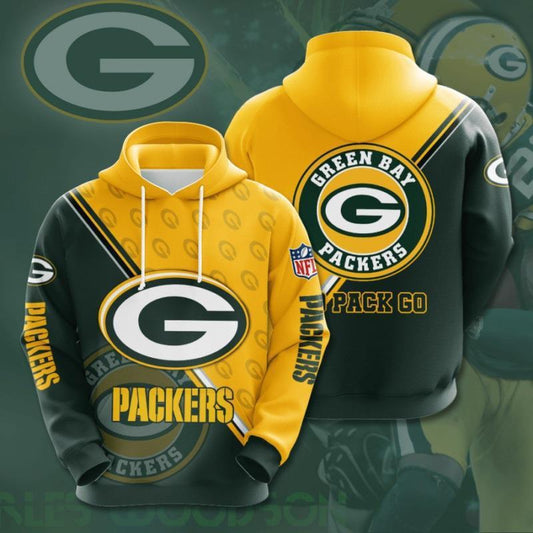 Green Bay Packers 3D Digital Printing Loose Hooded Sweatshirt