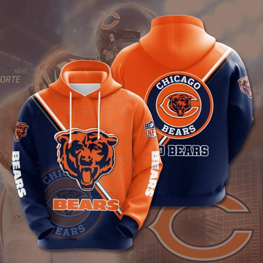 Chicago Bears 3D Digital Printing Loose Hooded Sweatshirt