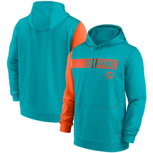 Miami Dolphins Colorblock Performance Pullover Hoodie