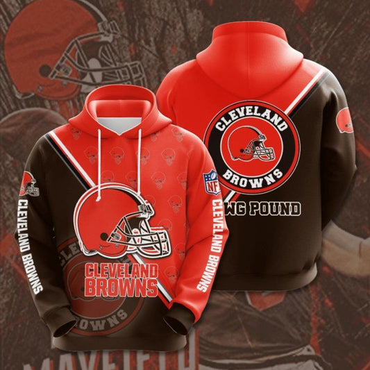 Cleveland Browns 3D Digital Printing Loose Hooded Sweatshirt