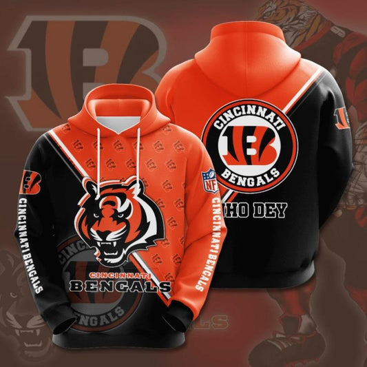 Cincinnati Bengals 3D Digital Printing Loose Hooded Sweatshirt