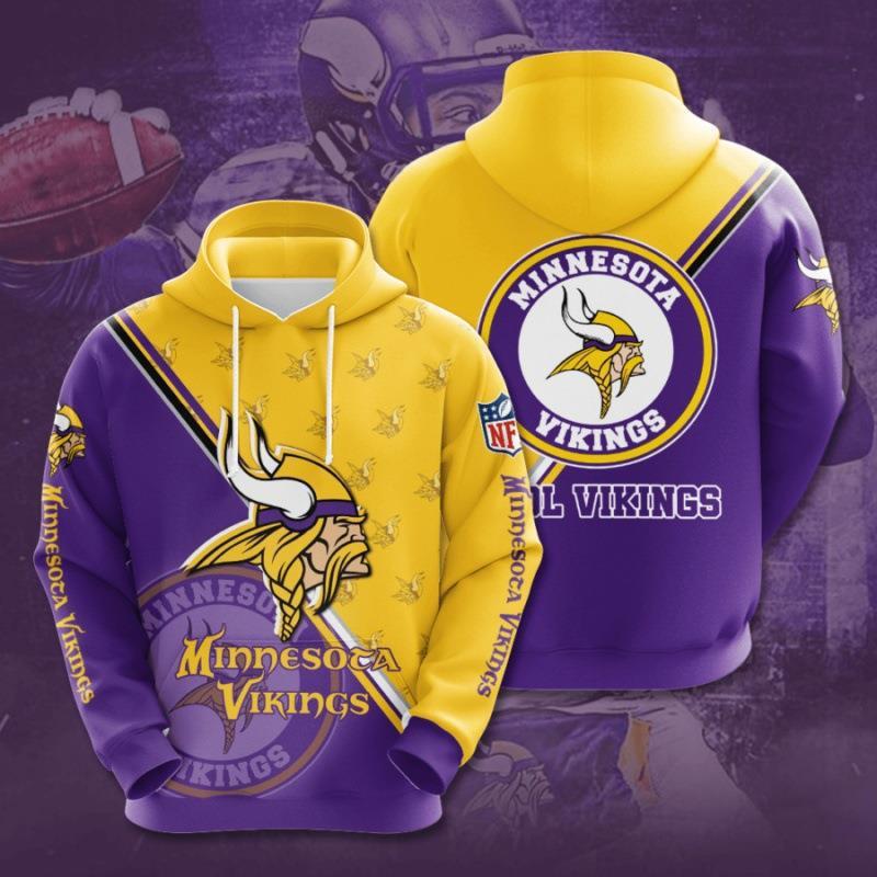 Minnesota Vikings 3D Digital Printing Loose Hooded Sweatshirt