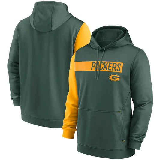 Green Bay Packers Colorblock Performance Pullover Hoodie