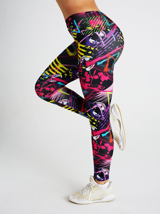 Abstract Graffiti Print High Waist Sports Fitness Yoga Pants