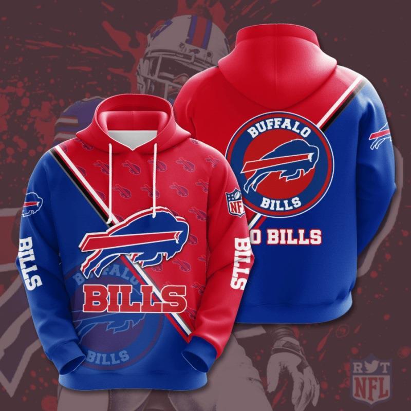 Buffalo Bills 3D Digital Printing Loose Hooded Sweatshirt