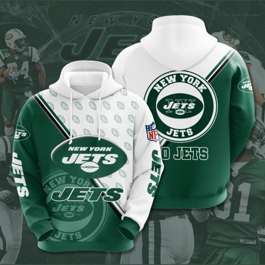 New York Jets 3D Digital Printing Loose Hooded Sweatshirt