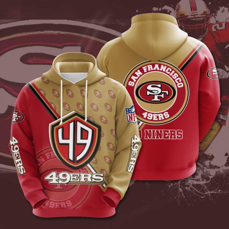 San Francisco 49ers 3D Digital Printing Loose Hooded Sweatshirt