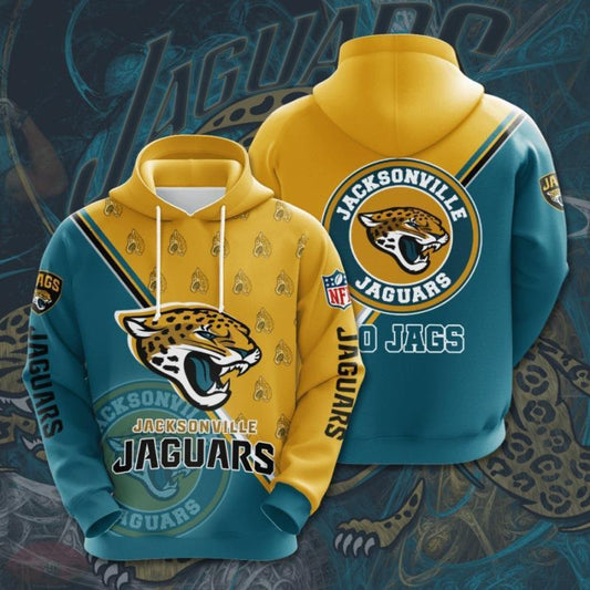 Jacksonville Jaguars 3D Digital Printing Loose Hooded Sweatshirt