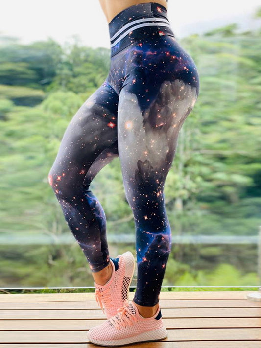 Starry Sky Print High Waist Sports Fitness Yoga Pants